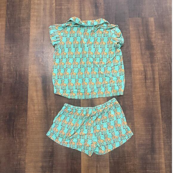 MeUndies Women’s Pajama Set Giraffe Print Button Up Top & Shorts Size M - Picture 5 of 7